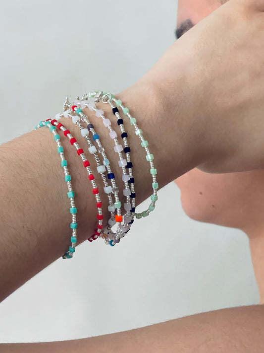 Mini Silver Beads & Murano Bracelet
