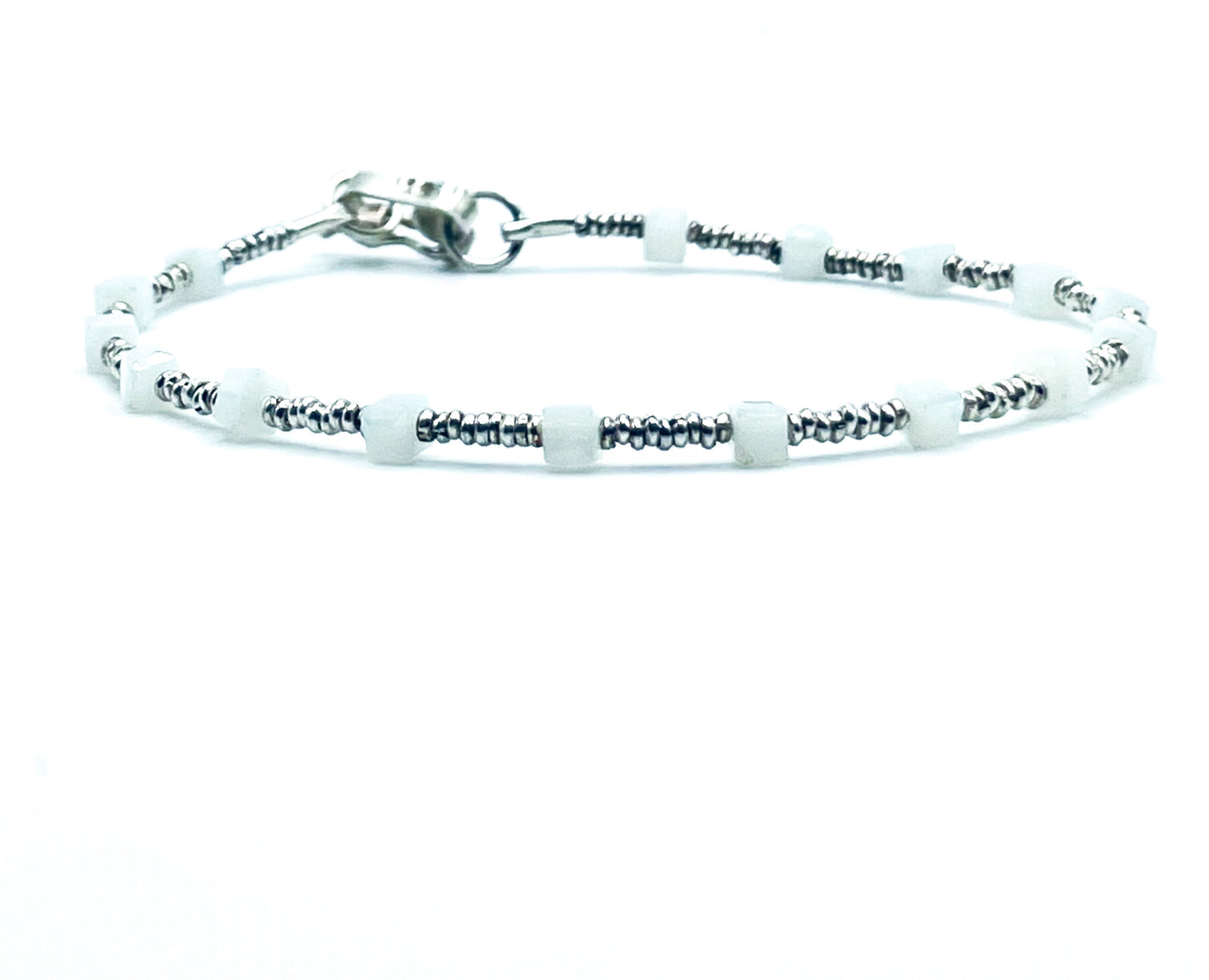 Mini Silver Beads & Murano Bracelet