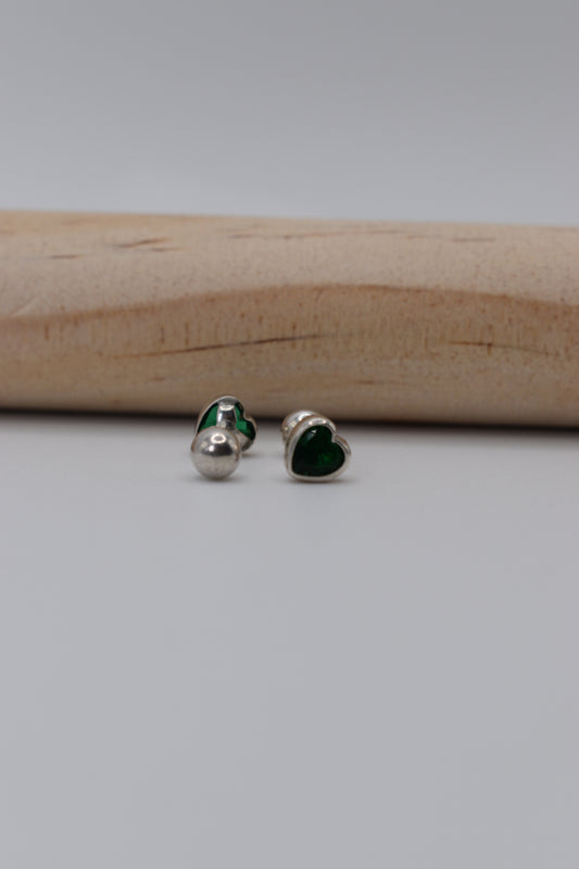 Green Heart Stud Earring